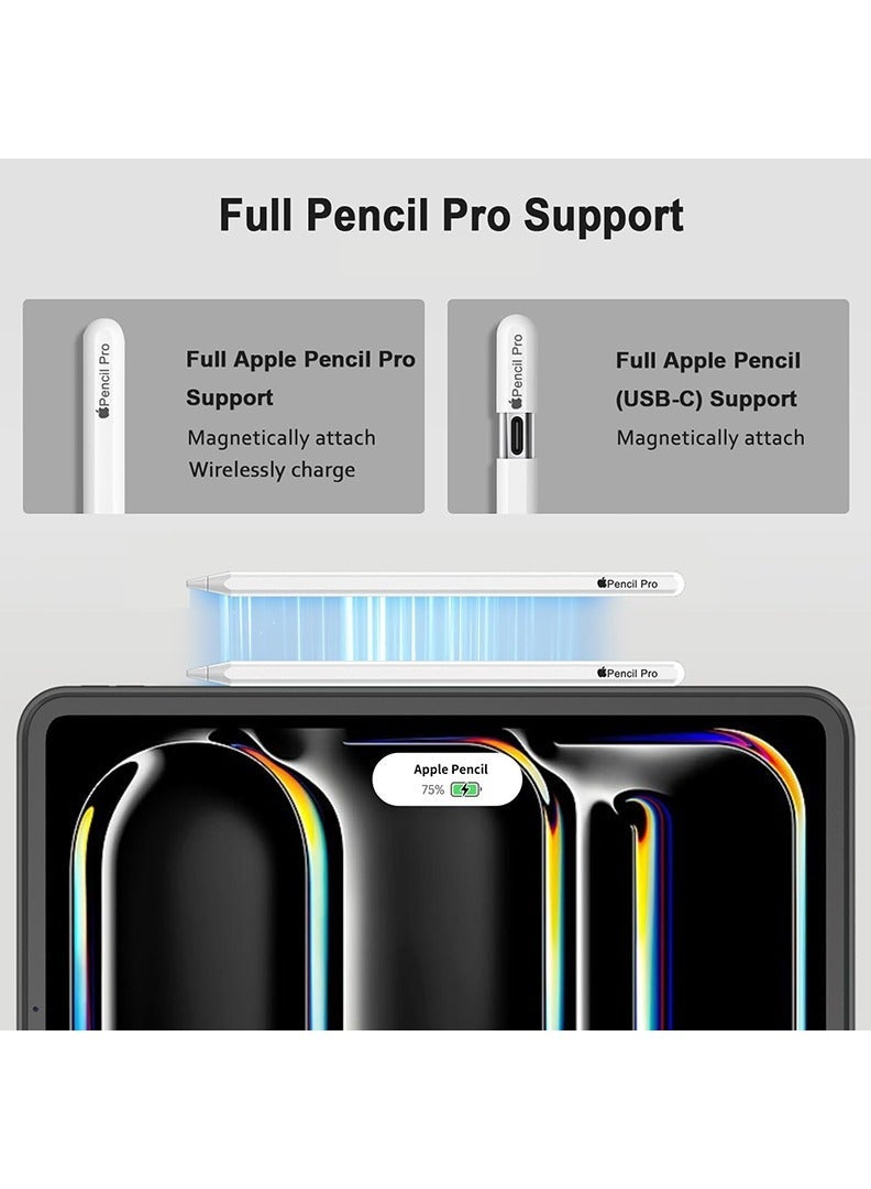 Theodor Case for iPad Pro 13 Inch Case M5 2025/ M4 2024, Smart Cover iPad Pro M5 M4 Case 13 Inch with Pencil Holder [Support Pencil Pro and Pencil (USB-C)] Support Touch ID and Auto Wake/Sleep Cover for iPad Pro 13 Inch- Black - Image 3